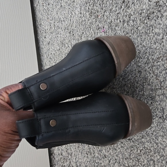 Patina Black Stack Heel Slip On Ankle Boots Size 9.5 - Picture 4 of 8